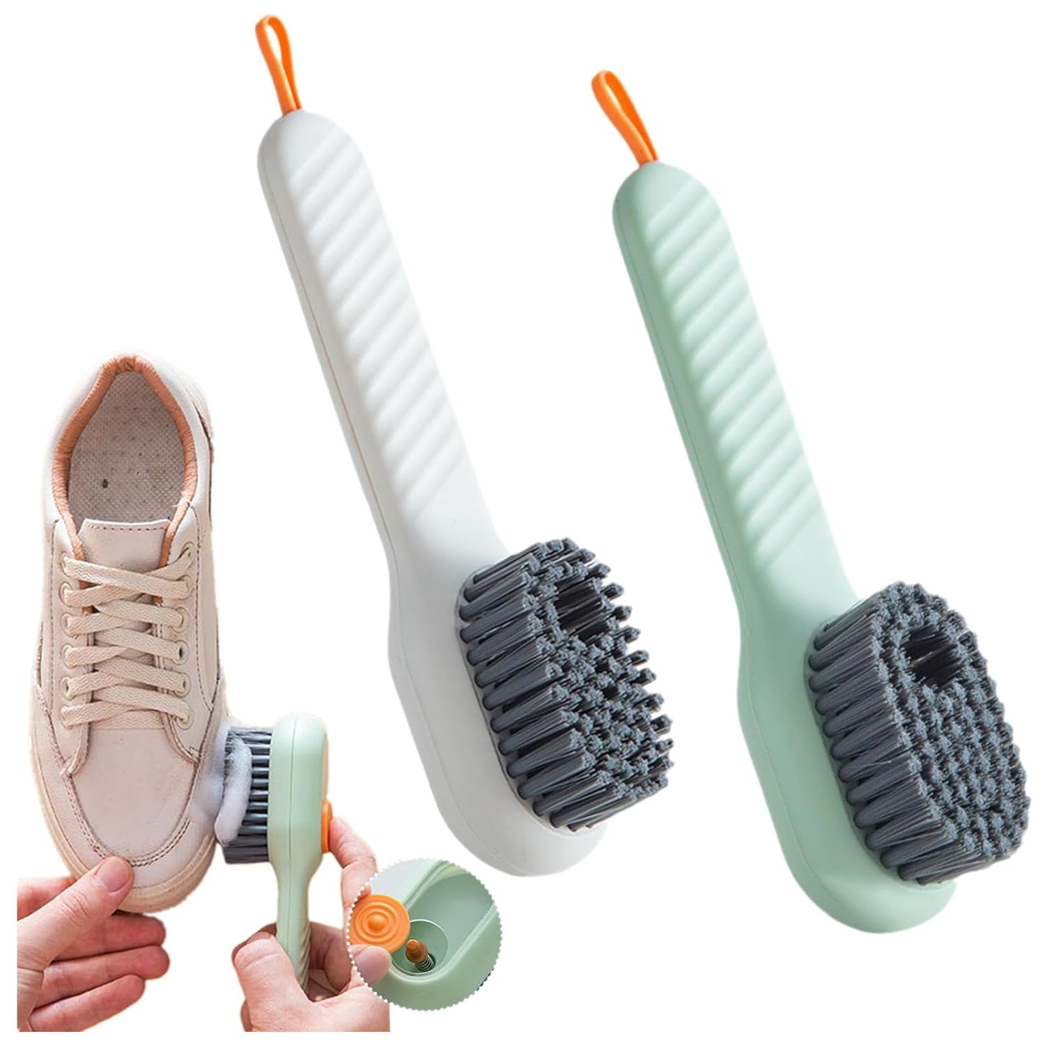 LIRABSLIRABS® 2Pcs Automatic Liquid Shoe Cleaning Brush with Built-in Soap Dispenser |Multifunctional Cleaning Brush with Liquid Dispenser for Clothes, Shoe Cleaner, Sneaker Cleaner