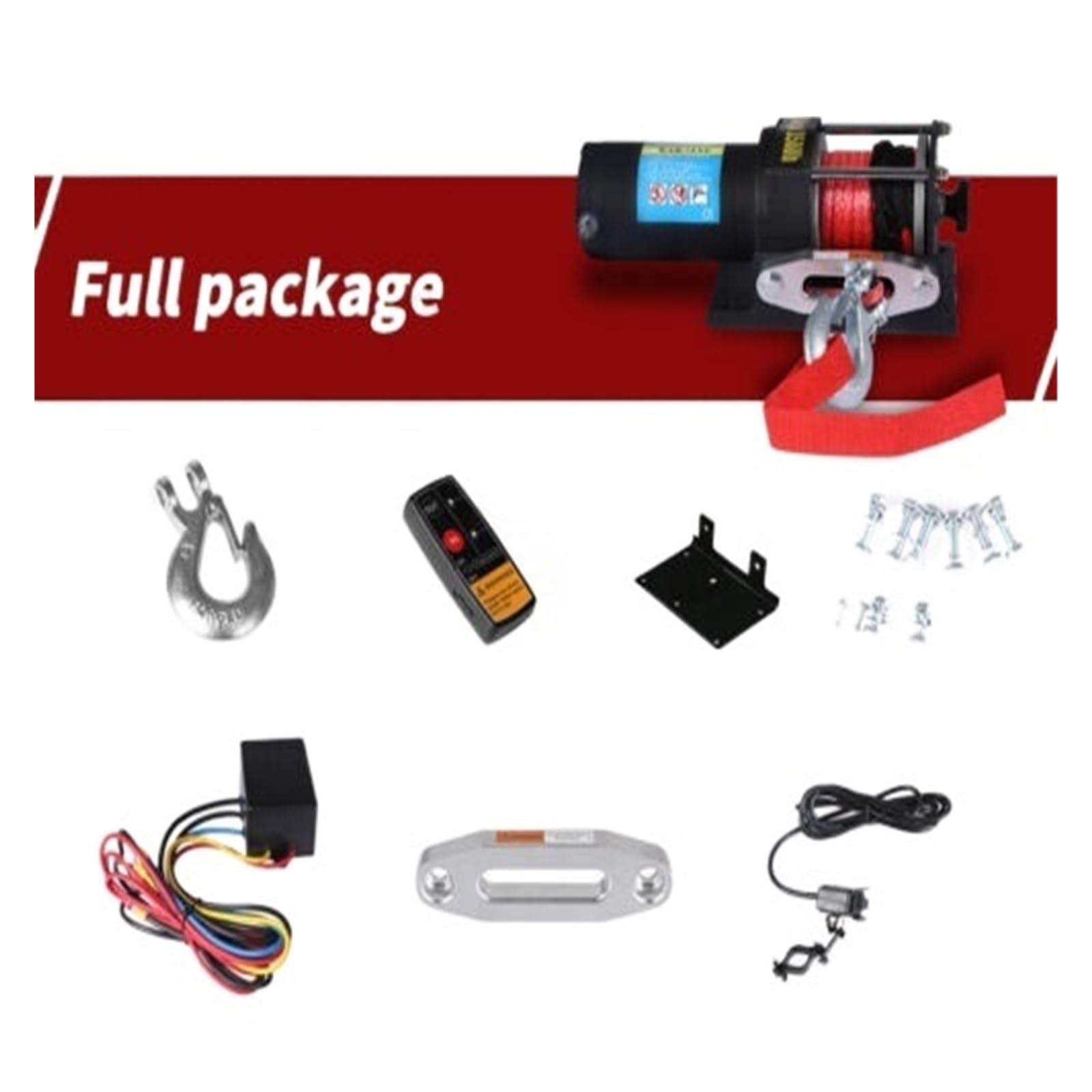 Control Remoto Inalámbrico De La Cuerda Sintética Recuperación Del Coche Cabrestante Eléctrico 4WD 3500LB 12V