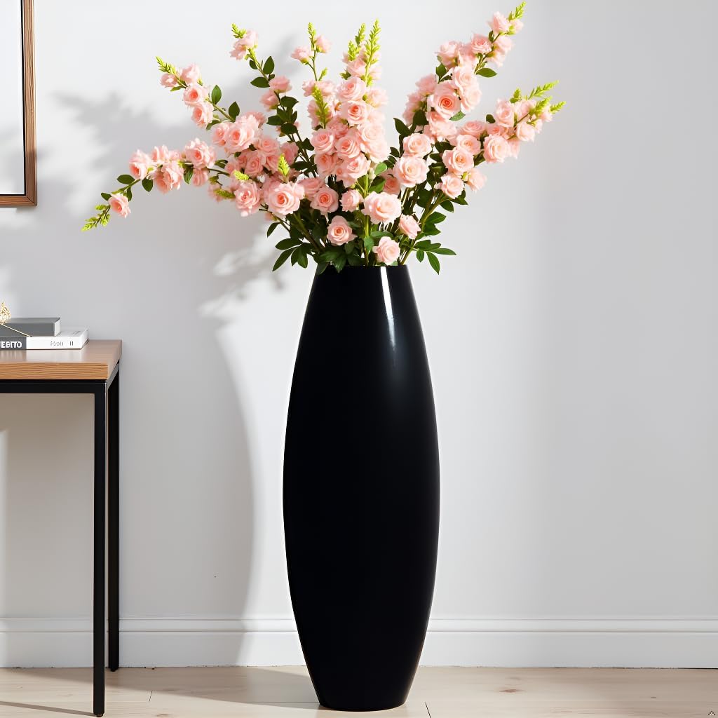 Floor Vase, Tall Floor Vase 27.5 inch (70CM, 2.3FT) Tall Vases, Sturdy Large Floor Vases for Living Room Decor, Resin Black