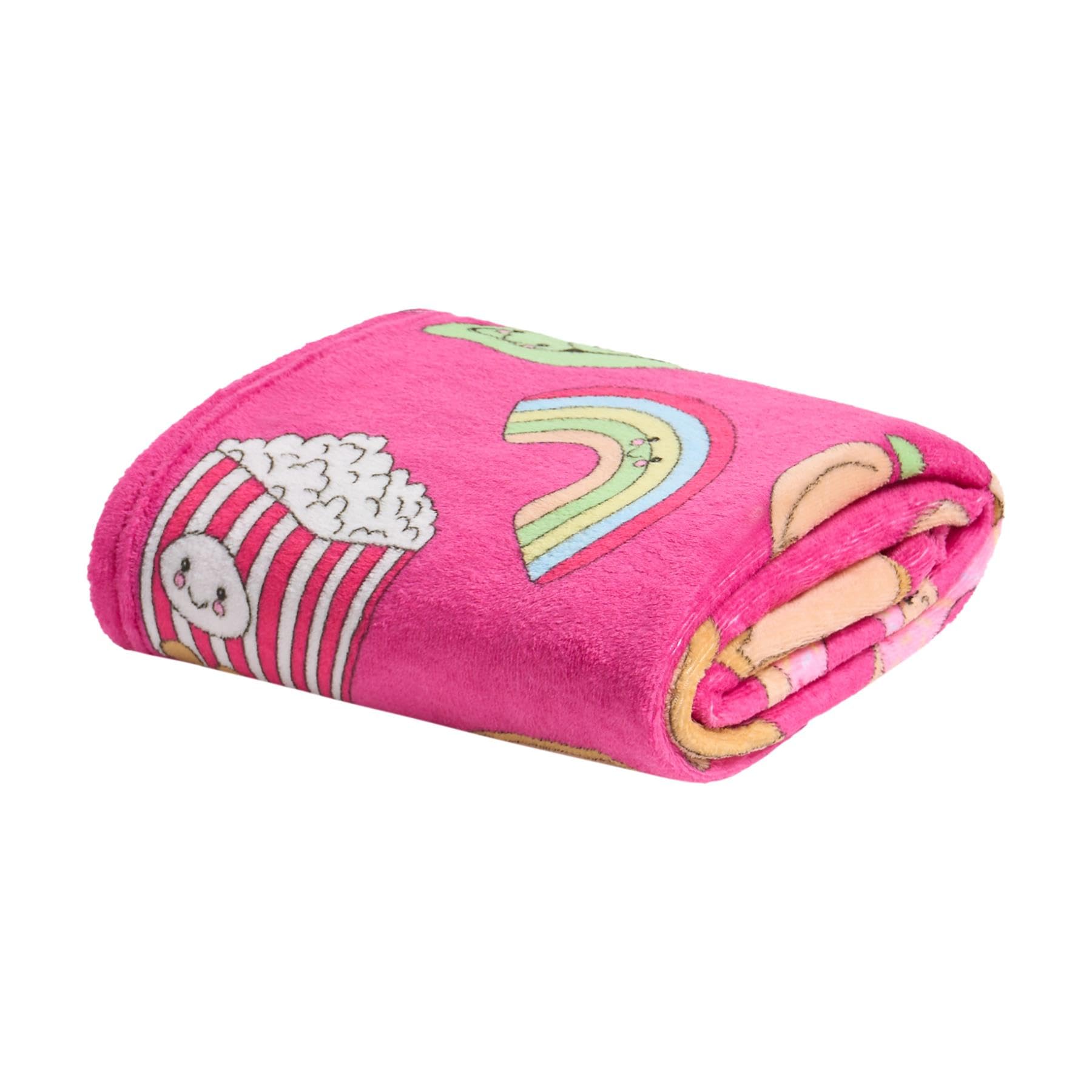 Ohs Girls Magenta - Sweet Pies Fleece Blanket Sofa Throw, Gifts For Teenage Boys Super Soft Warm Cosy Sweetie Pies Throw Blanket Decorative Kids Rooms Sleepovers Single Bed Throws, Magenta - 125 X 150Cm