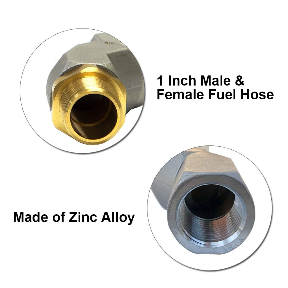 2PCS 1 Inch NPT Fuel Hose Swivel 360 Rotating Connector for Fuel Nozzle Multi Plane Fuel Plane Swivel