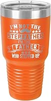 Vista 10 de IM NOT THE STEP FATHER BLACK - Vaso de bebida de 30 onzas con popote y tapa superior deslizante Taza de viaje grabada con láser Comparar