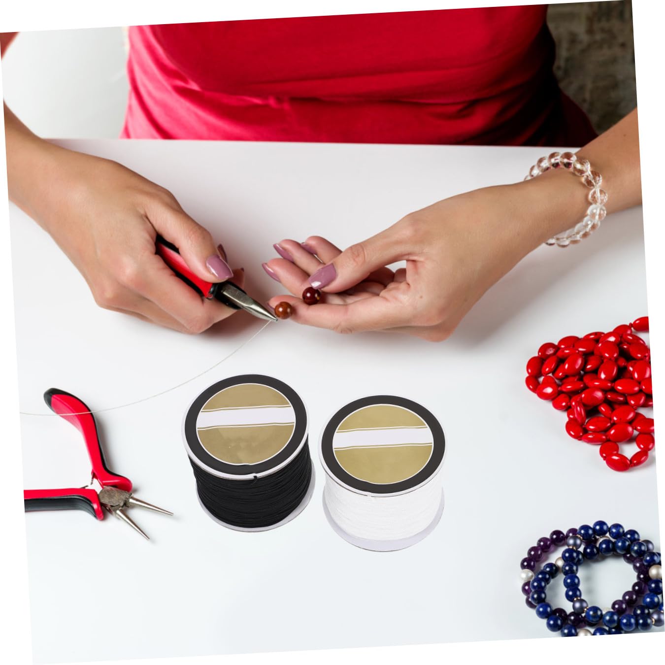 Operitacx 5 Juegos Cuerda Trenzada A Mano Cordón Del Collar Colgante Hilos Hilo De Envolver Rosario Cordón Para Hacer Joyas Enroscarse Soga Hilo Para Hacer Pulseras Nylon 2 Rollos * 5