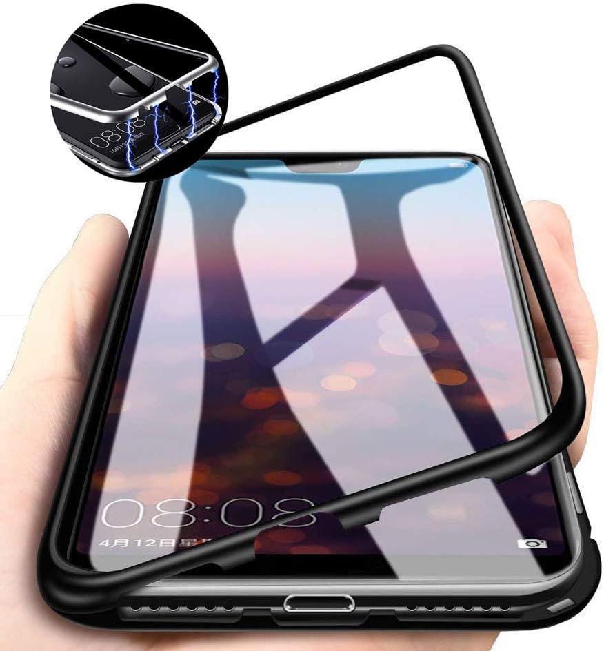 Case Huawei Nova 3i Magnetic Adsorption Tech Strong Magnets Built-in Hybrid Aluminum Frame Back Transparent Tempered Glass Scratch Resistance Shockproof Cover