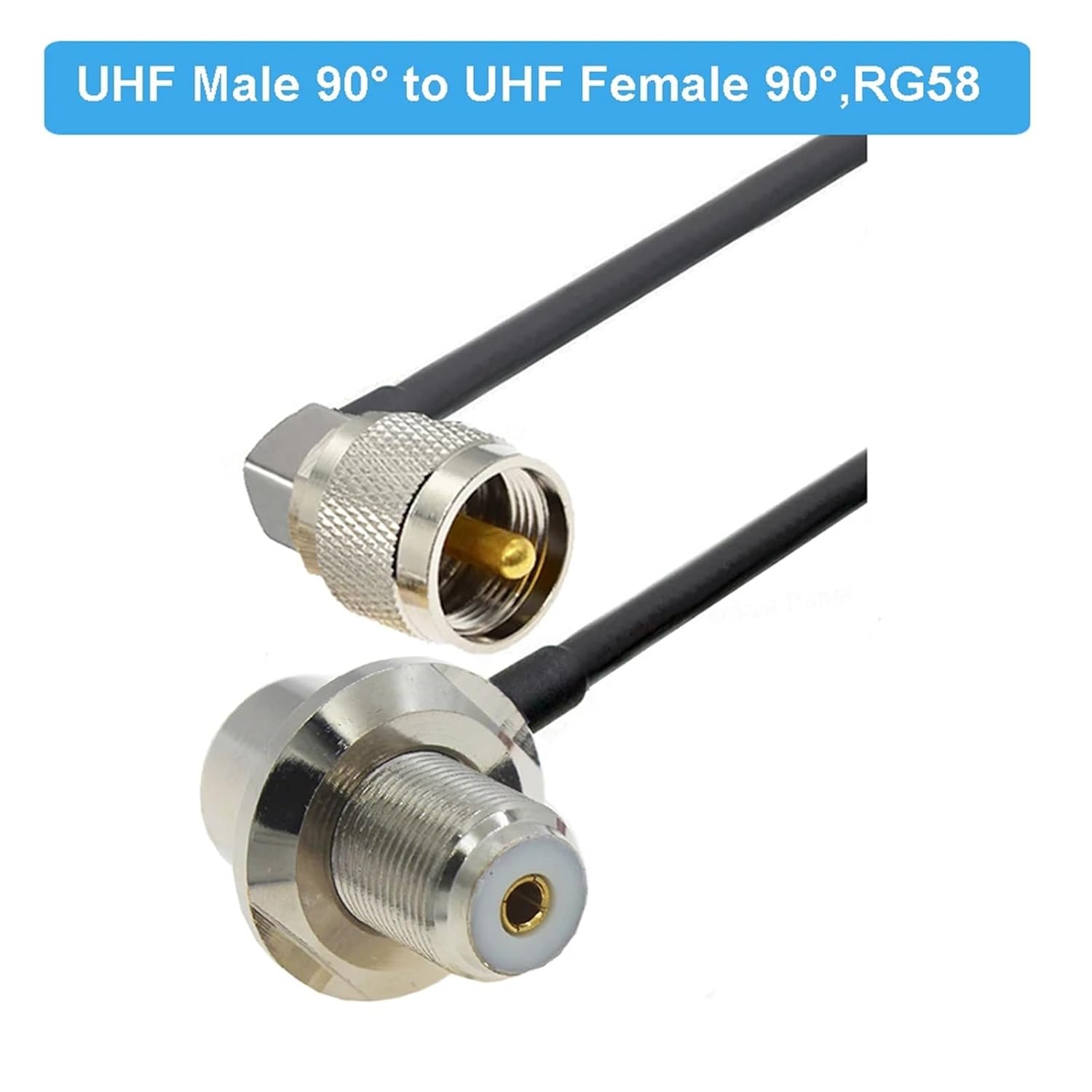1Pcs RG58 Coaxial Cable PL259 UHF Male to UHF Male Connector RF Adapter Coax Ham Radio Extension Cable 50ohm 30CM 50CM 1M 2M 5M 10M(UHF M90 to F90,50CM)