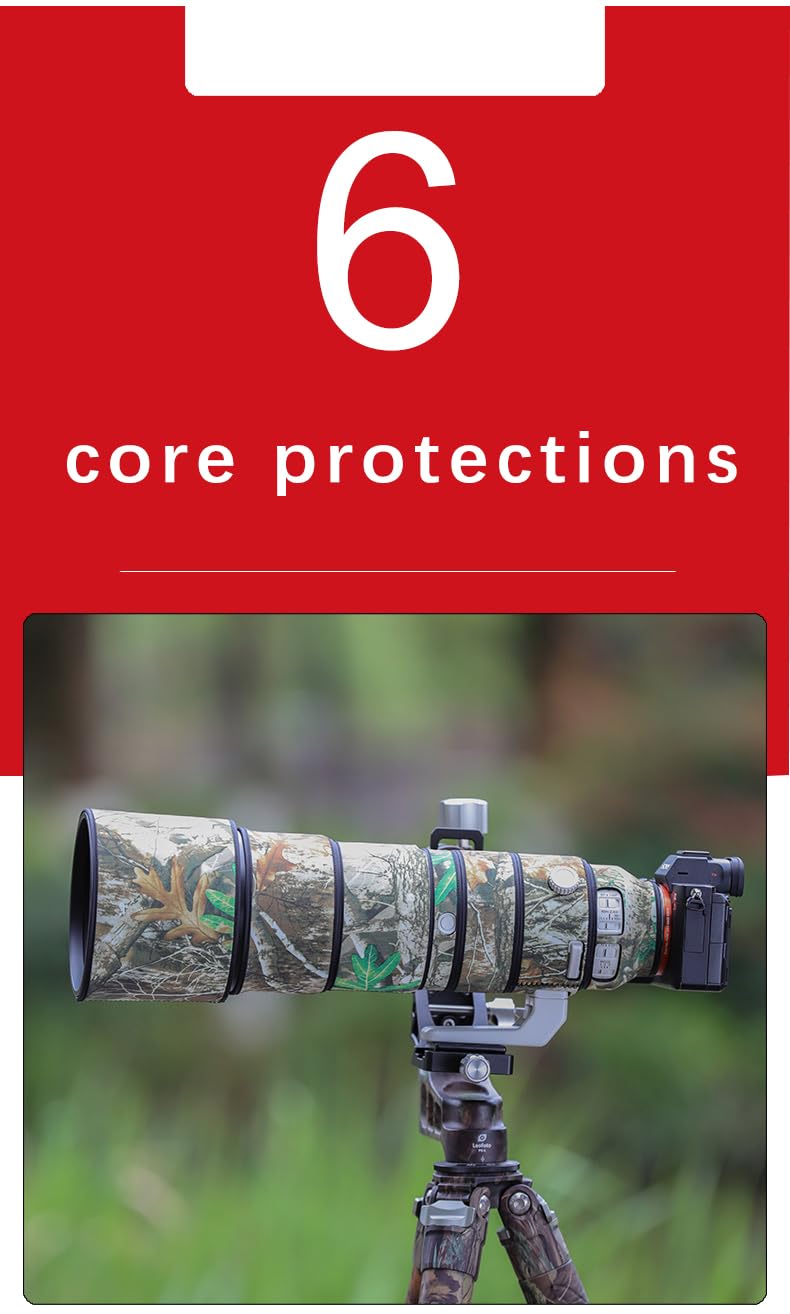 CHASING BIRDS Camouflage Waterproof Lens Coat for Sony FE 200-600mm F5.6-6.3 G OSS Rainproof Lens Protective Cover (Shadow Black, with 1.4X TC)