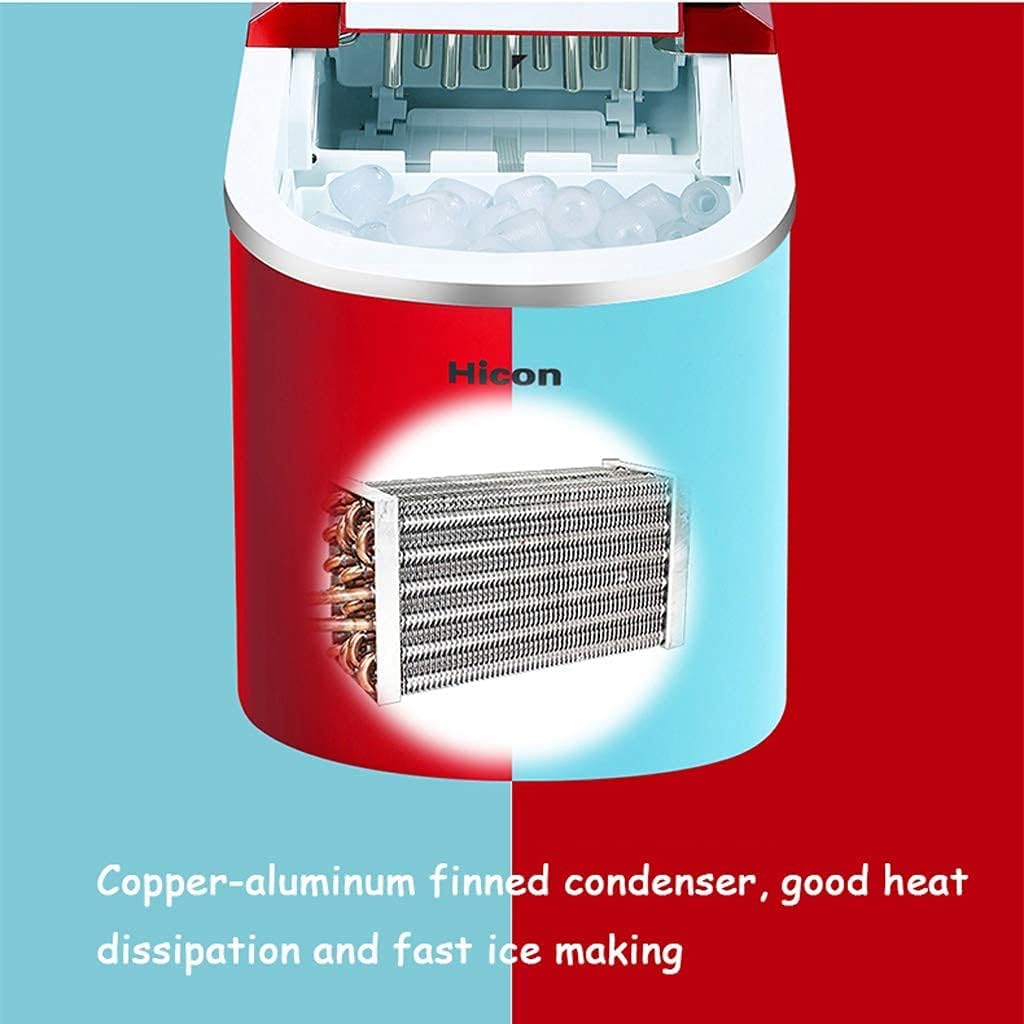 Countertop Ice Maker, Portable Ice Maker Makes 33 Pounds Per 24 Hours, Ice Cubes Ready in 6-13 Minutes, Ice Scoop & Bullet Type Round Ice (Red) (Blue) (Blue)