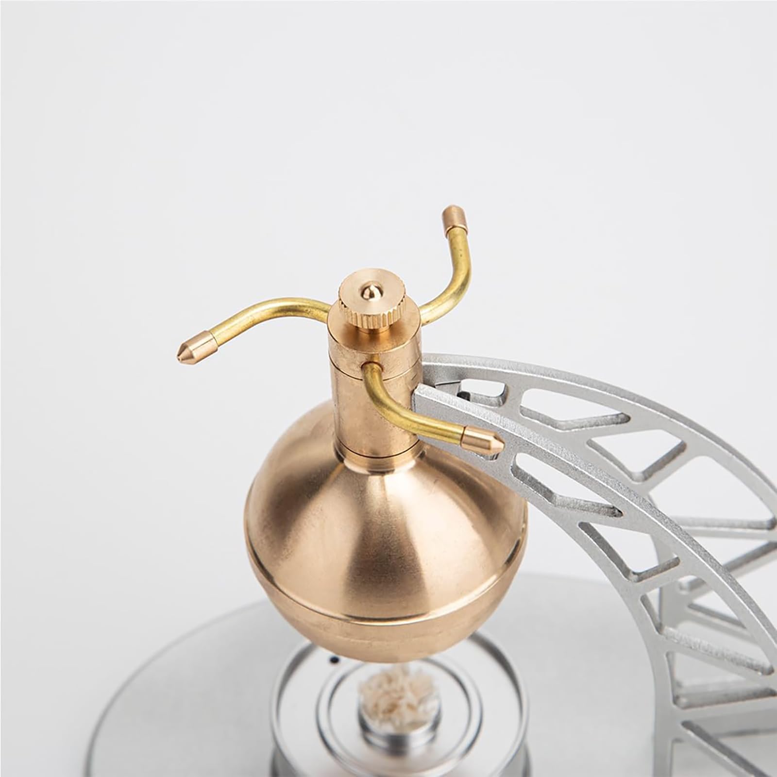 Generisch Heros Dampfmaschinenmodell mit Kessel-Kit, DIY antikes Äolipil-Ingenieurmaschinenmodell, das funktioniert, Physik-Wissenschaftsset für Erwachsene,Silber