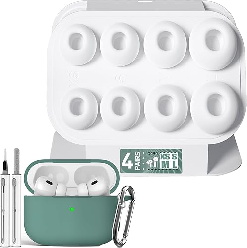 Miniatura 8 de 4 pares de almohadillas de repuesto para las orejas y funda protectora de silicona suave para AirPods Pro de 2ª/1ª generación con kit limpiador