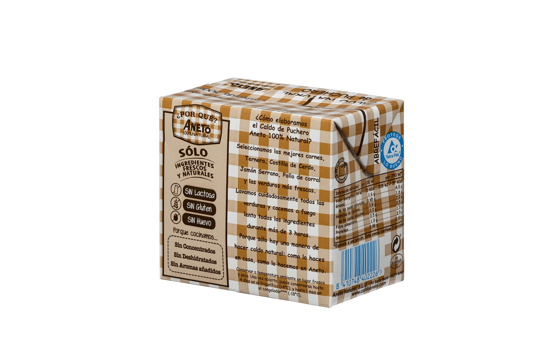 Aneto 100% Natural - Caldo de Puchero - caja de 6 unidades de 0,5 litros