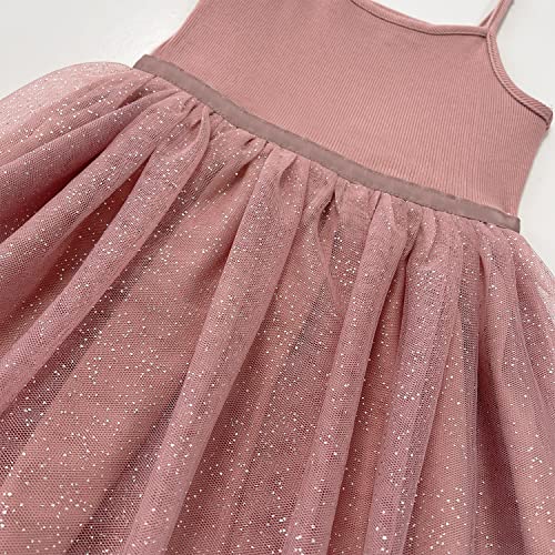 Toddle Girls Dress Sleeveless Tutu Dresses Princess Wedding Birthday Tulle Solid Color Sundress Pink Blue Dusty Rose 3-7T3