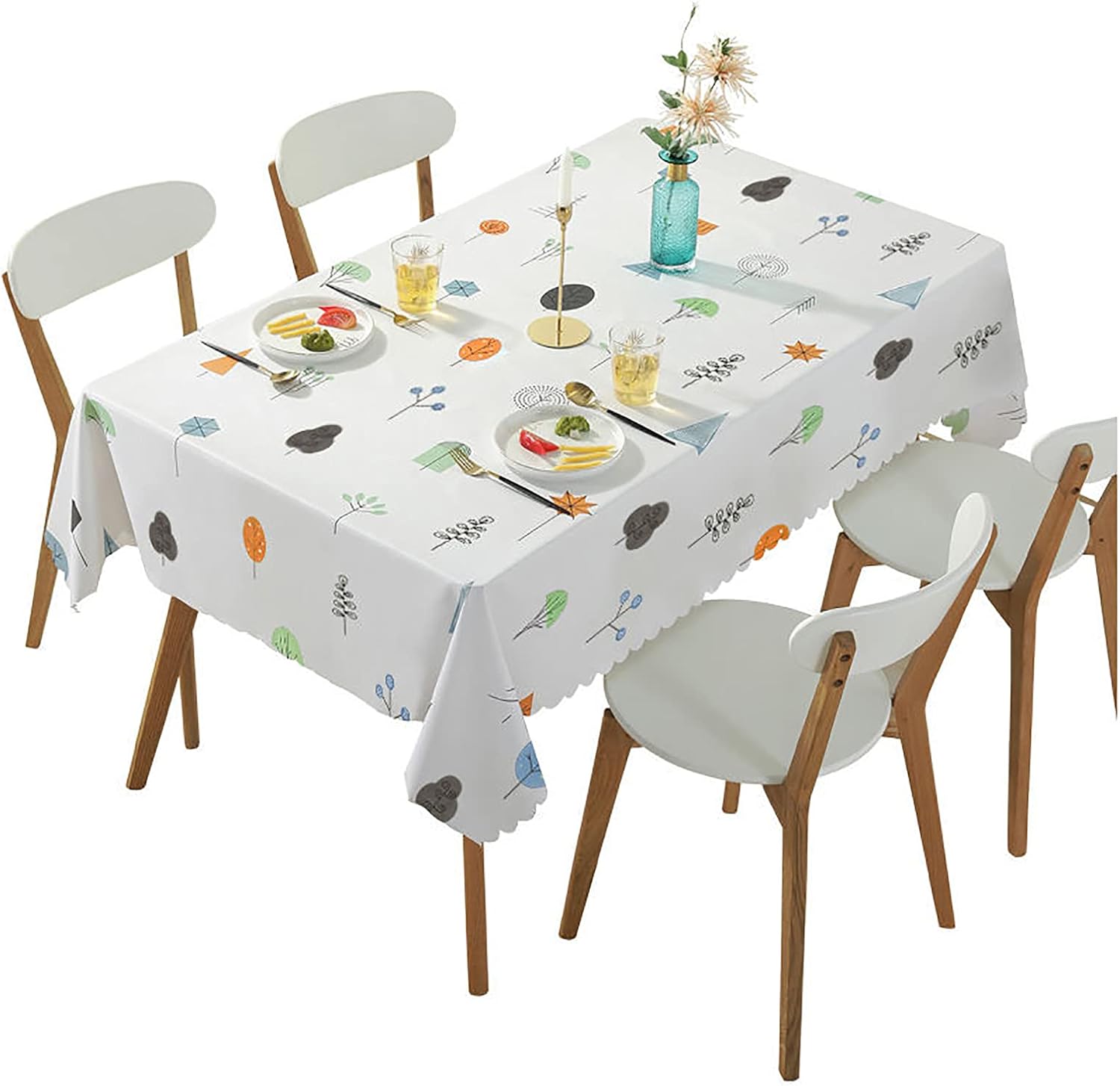 Tablecloth Wipeable Table Cloth Water and oil proof Plastic Wipe Clean