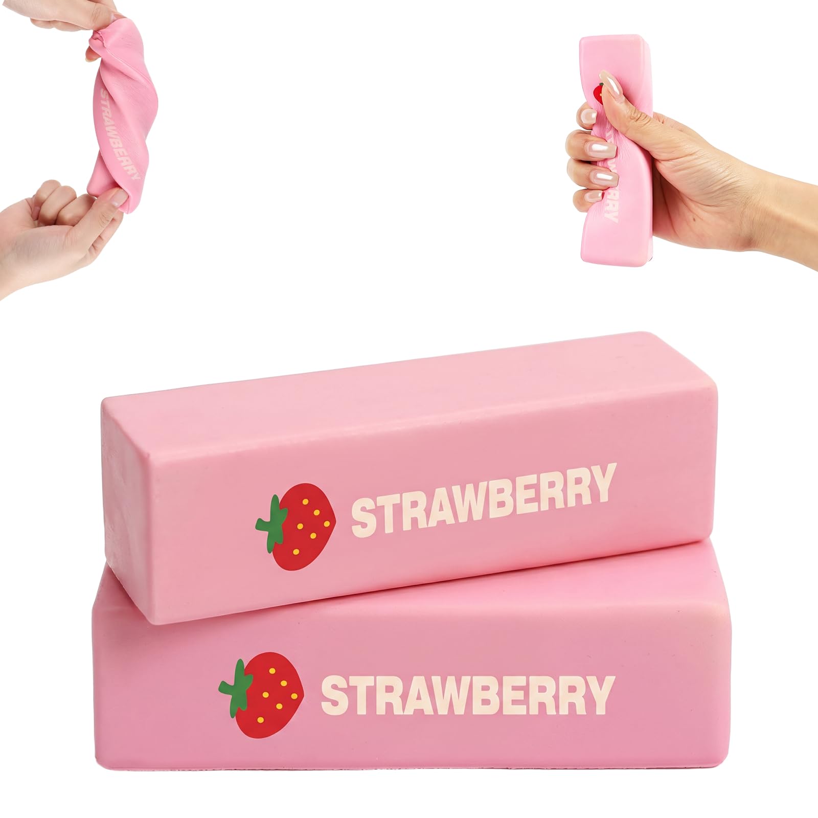 Strawberry Butter Squishy - Realistic Slow Rising Strawberry Butter Squishy, Soft Stress Relief Sensory Squeeze Toys for Adults, Fidget Toys for Office, School & Travel
