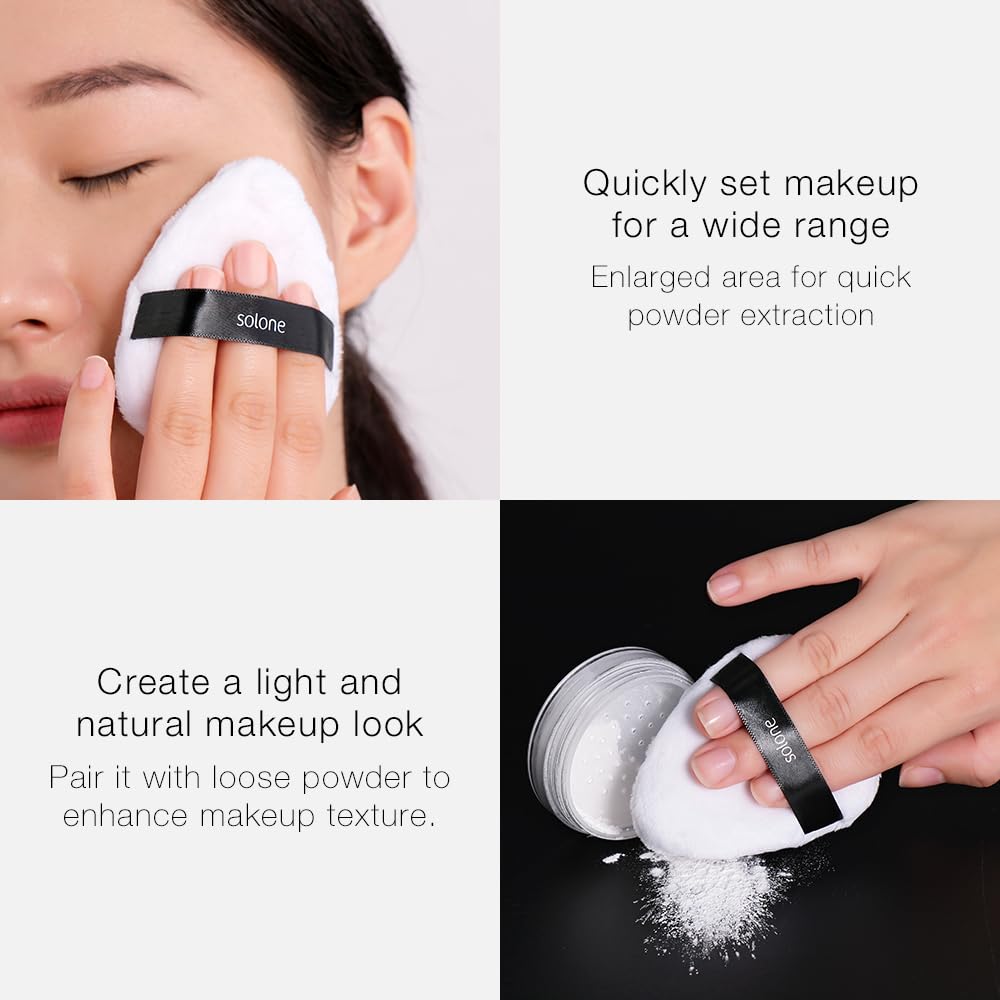 Solone Juego de 6 esponjas de maquillaje y polvos esponjosos – Esponja licuadora perfecta para base, corrector, crema BB y polvo para polvo suelto/fijador y control de aceite; apto para principiantes