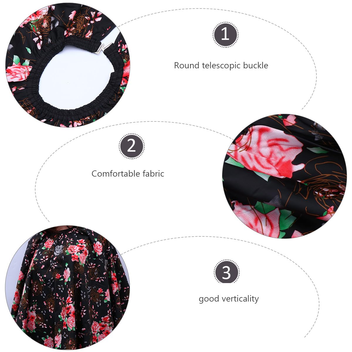 VALICLUD Capa para Cortar Pelo Adulto Estampado de Rosas, Tela Ligera y Resistente, Capa de Peluquería para Salón y Uso Doméstico, Delantal para Corte y Tinte de Cabello