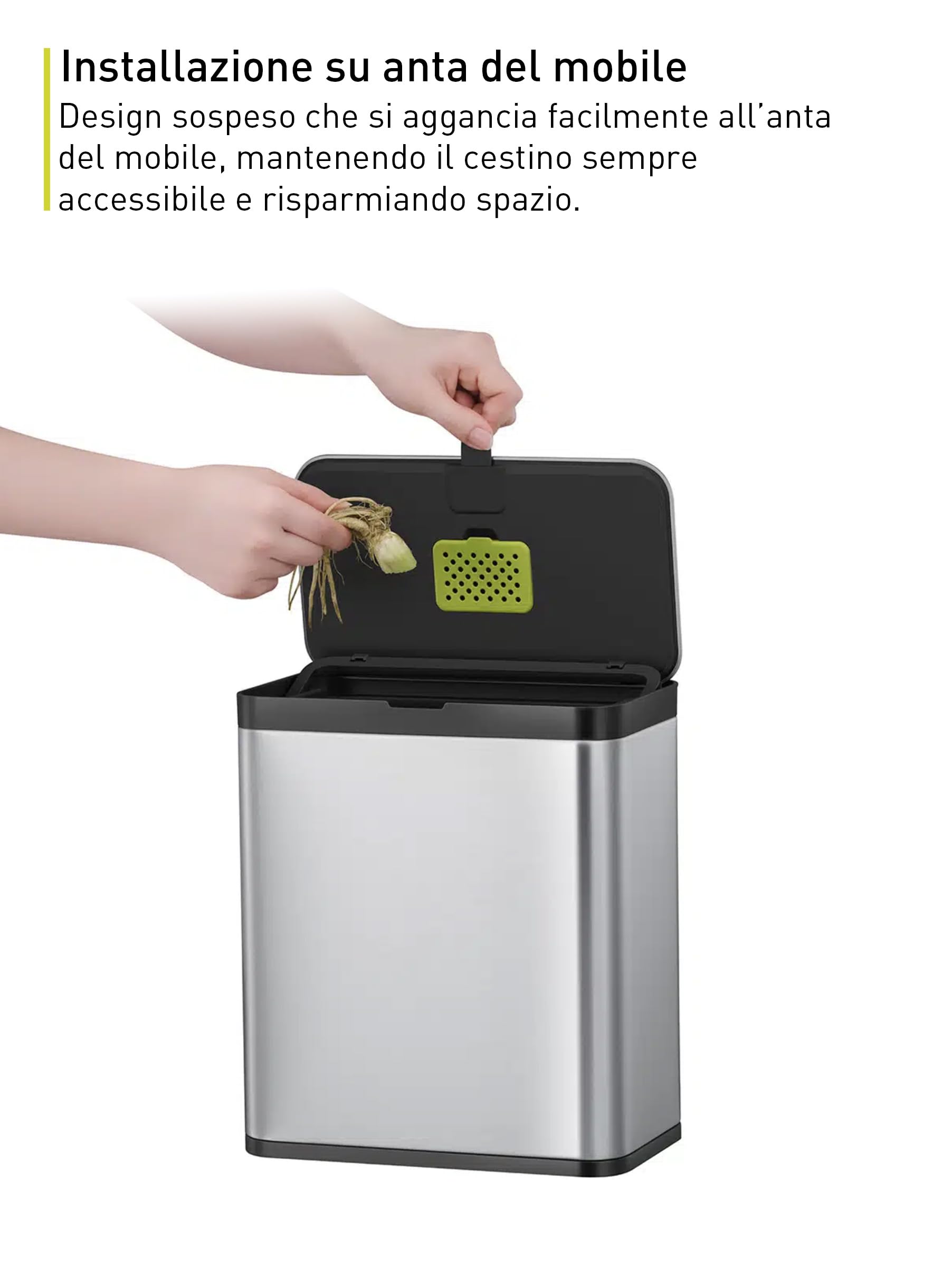 EKO Caddy Pattumiera per Rifiuti Organici 7 L con Coperchio Basculante