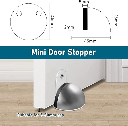 Miniatura 2 de KOLAKO Topes magnéticos para puerta, paquete de 4 topes de puerta para la parte inferior de la puerta, adhesivos de acero inoxidable cepillado, para
