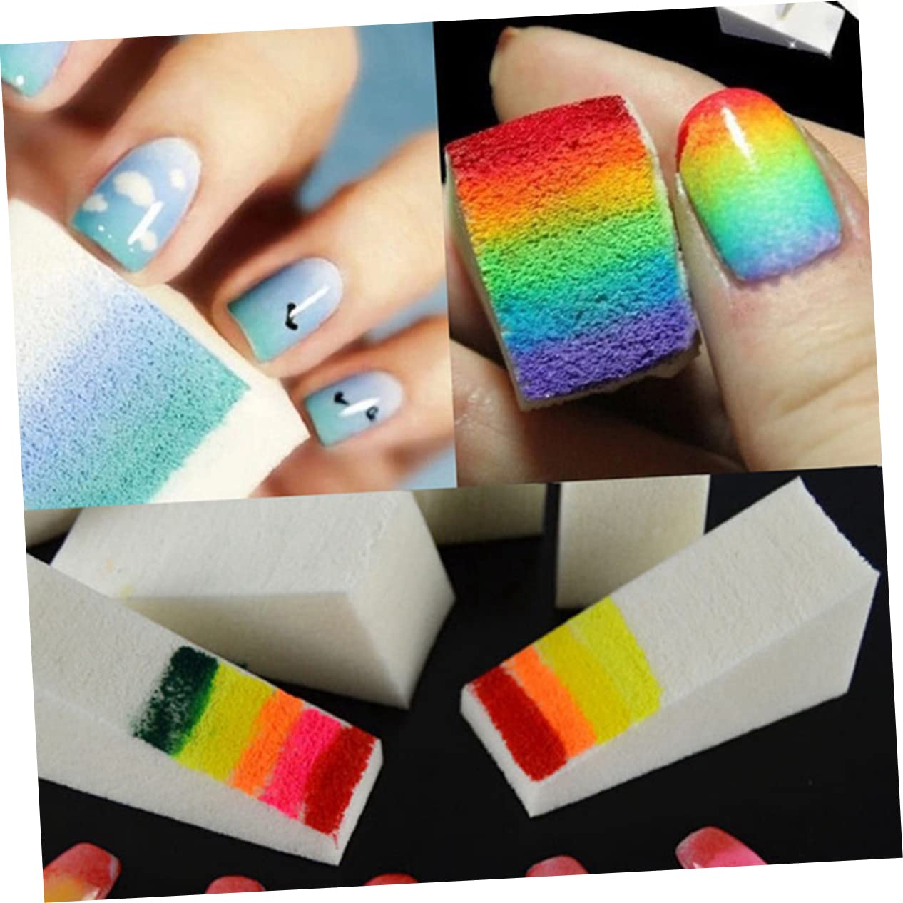 12 Weiche Farbverlaufsschwämme Für Nageldesign – Ideal Für Ombré- Und Verlaufstechniken, Weiß, 2,5 X 5 Cm