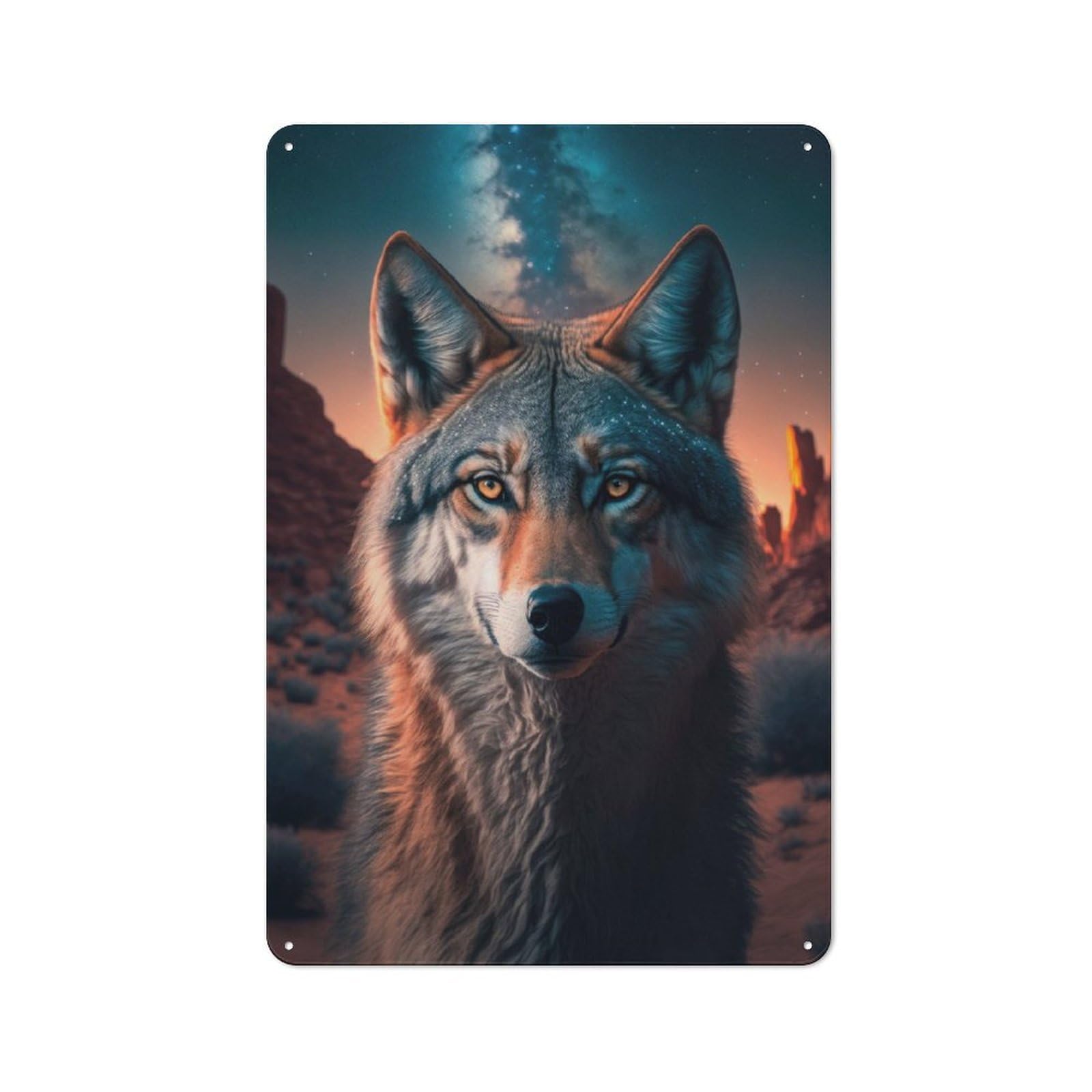 Junmoney Wolf Is Waiting Retro Metal Wall Sign 30X20cm With For Pub Or Café, A Housewarming Gift For Hospitality Wall Decor Collectors