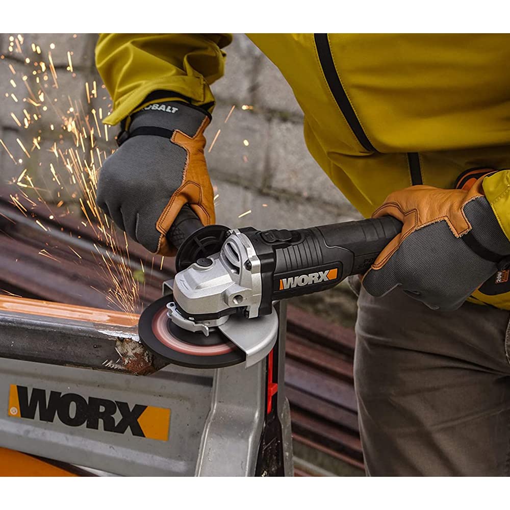 WORX WX812 Smerigliatrice angolare, 8500 U/min, con batteria e caricabatt.