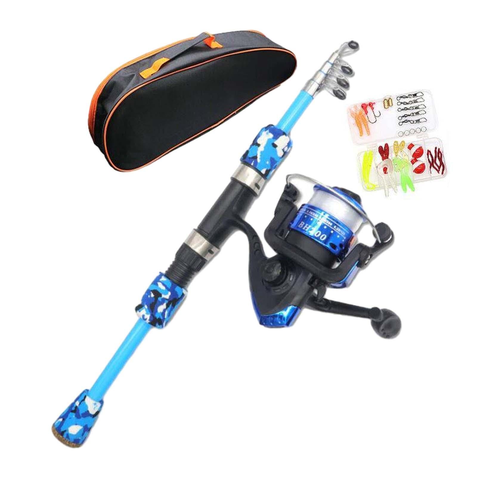 Kit Canne à Pêche Enfant SandKing - 1.5m Télescopique + Moulinet - 64 Leurres - Sac Transport - 3-14 Ans