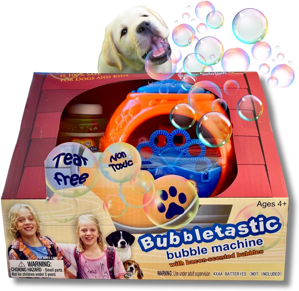 Bubbletastic Bacon Bubble Machine for Dogs – with Free 8oz. Bottle of Bacon Bubbles! Bubbletastic Bacon Bubble Machine for Dogs – with Free 8oz. Bottle of Bacon Bubbles!