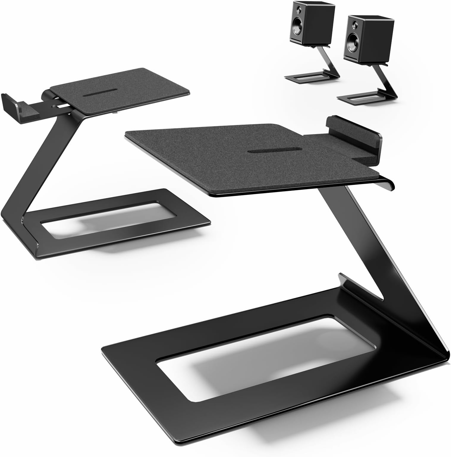 Desk Speaker Stands,Desktop Speaker Stands for Most Small & Medium Bookshelf Speakers, Computer Speakers,Depth Up to 7.71in,6 Tilt Angle,Speaker Risers with Vibration Absorption Pad, Black
