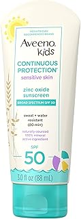 Sponsored Ad - Aveeno Kids Continuous Protection Zinc Oxide Mineral Sunscreen Lotion for Children's Sensitive Skin with Br...