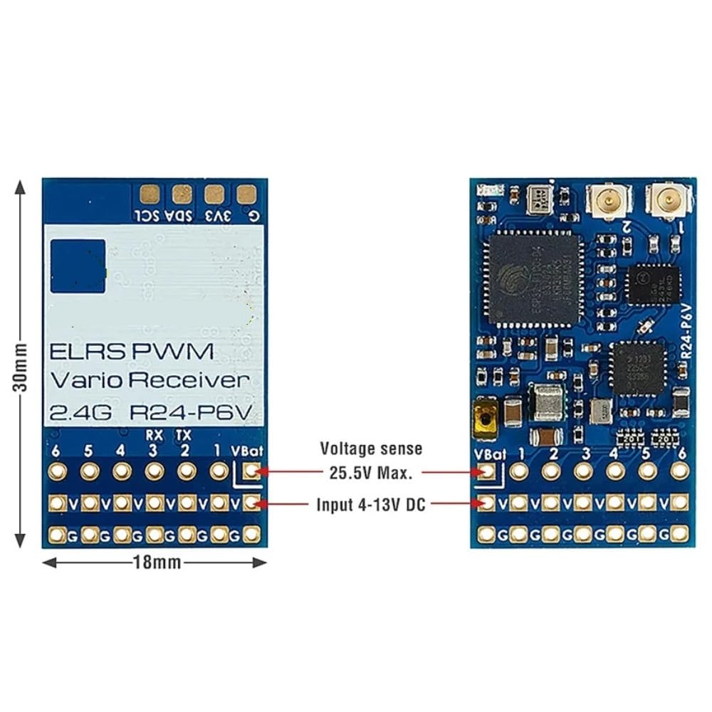 RICEVITORE VARIO EXPRESSLRS 2.4GHZ PWM R24-P6V .4GHz ISM 22.5dbm 180mW adatto for drone RC FPV