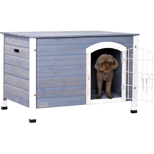Petsfit Indoor Dog House Ventilate Wood Cat Houses for Indoor Cats with Elevated Floor&Anti-Slip Bottom