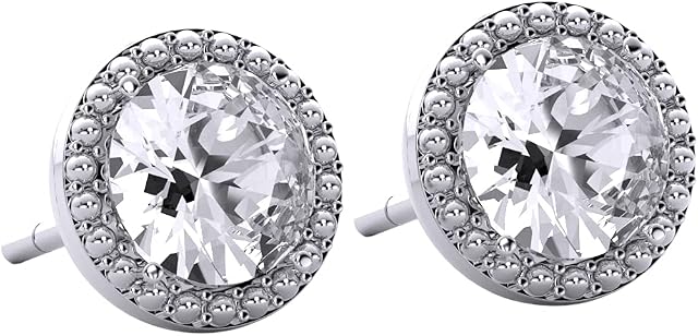 European Crystal Earrings For Women Studs, Sterling Silver Stud Earrings For Women, Birthstone Earrings Sterling Silver