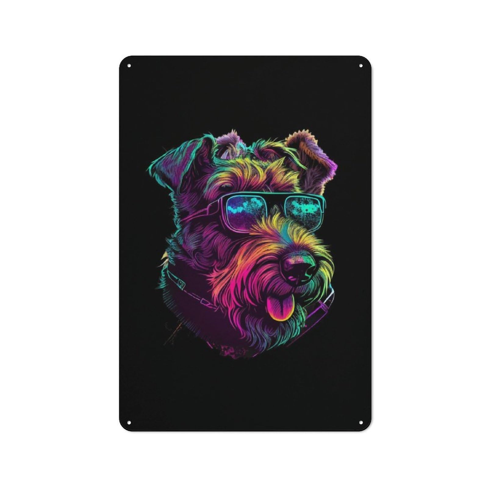 Junmoney Airedale Terrier Printed Metal Sign 30X20cm For Living Room Or Hallway, A Decorative Christmas Gift For Living Room Decor Lovers
