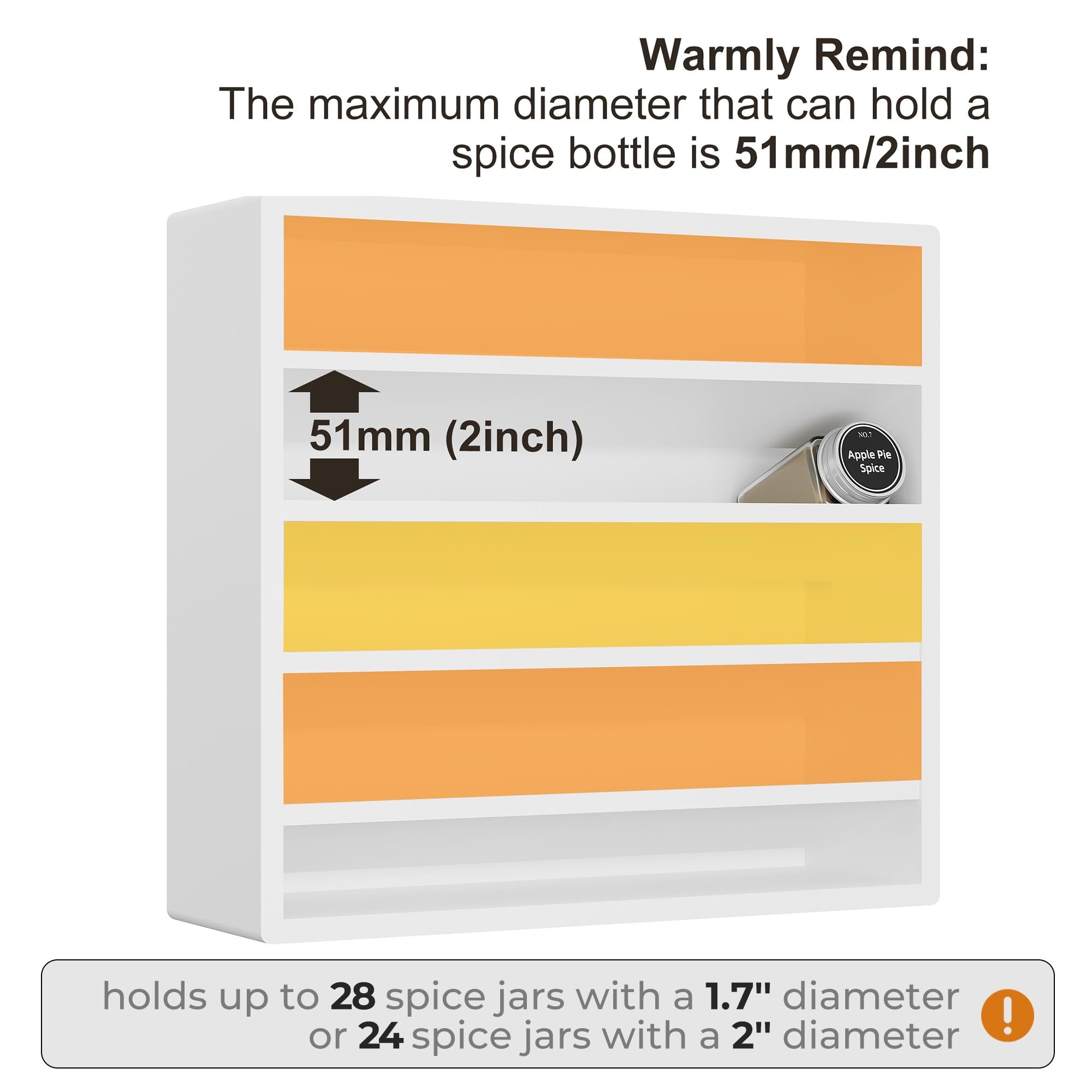 Orimade Étagère à épices à 4 niveaux pour armoire, étagère autoportante en bambou pour comptoir, placard, garde-manger, cuisine, 33,5 x 10,5 x 31 cm (pots à épices non inclus), blanc
