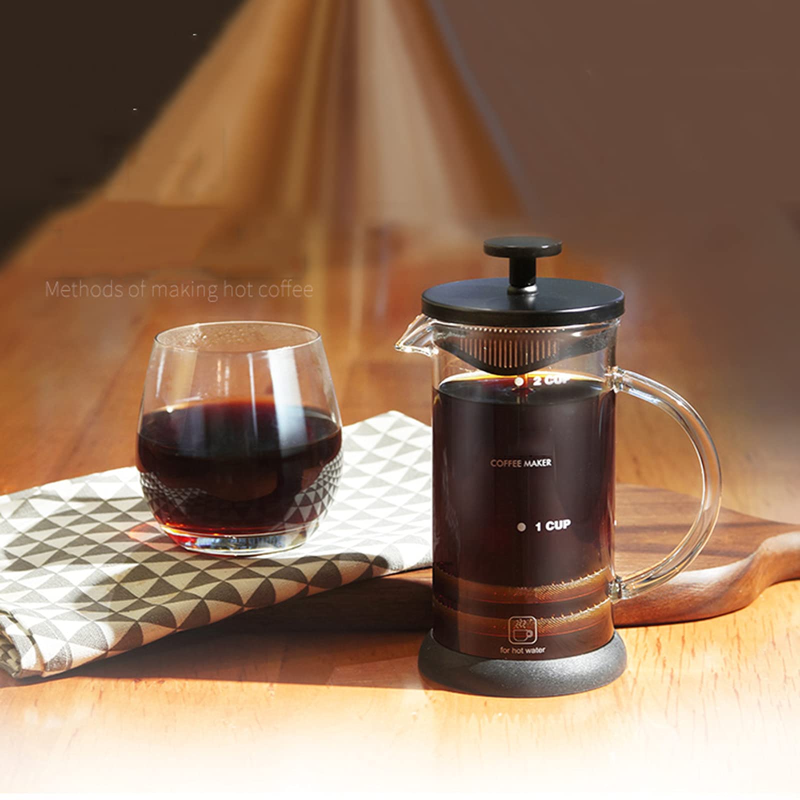 French Press ekspres do kawy z podwójnym potrójnym filtrem ze stali nierdzewnej, prasa do kawy w kawiarni, odporne na ciepło szkło borokrzemowe, do domu i biura, 600 ml