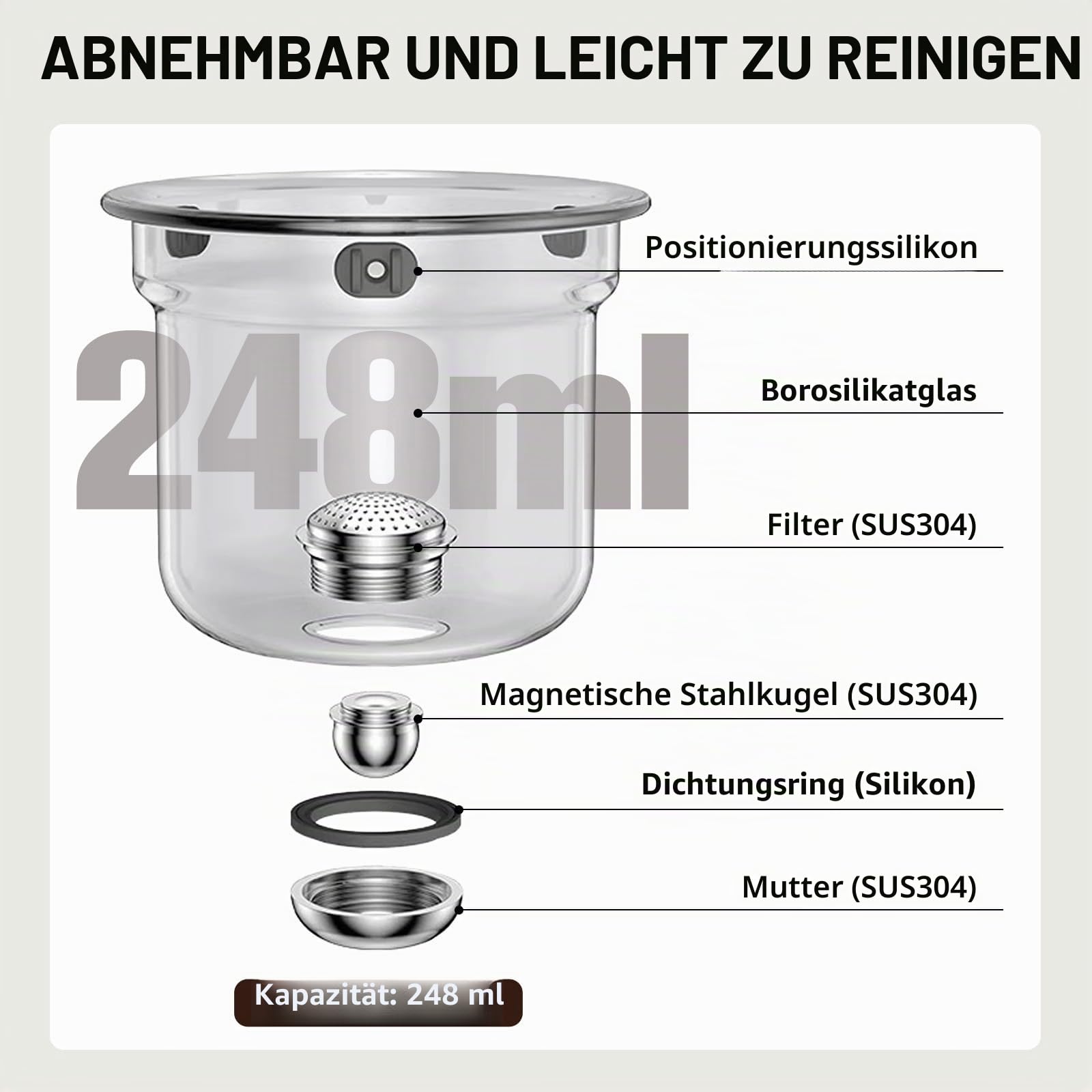 Wassertrennung Glas Teekanne mit Siebeinsatz und Holzimitat-Griff - Magische Teekanne, Innovativem Designs für gleichmäßigen Teegenuss, Transparente Teekannes mit Infusor, Zuhause, Arbeitsplatz(800ml)