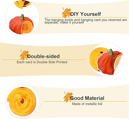 Miniatura 5 de Remolinos colgantes de Acción de Gracias, 51 piezas de decoraciones de techo de Acción de Gracias, adornos colgantes de otoño para fiesta de Acción