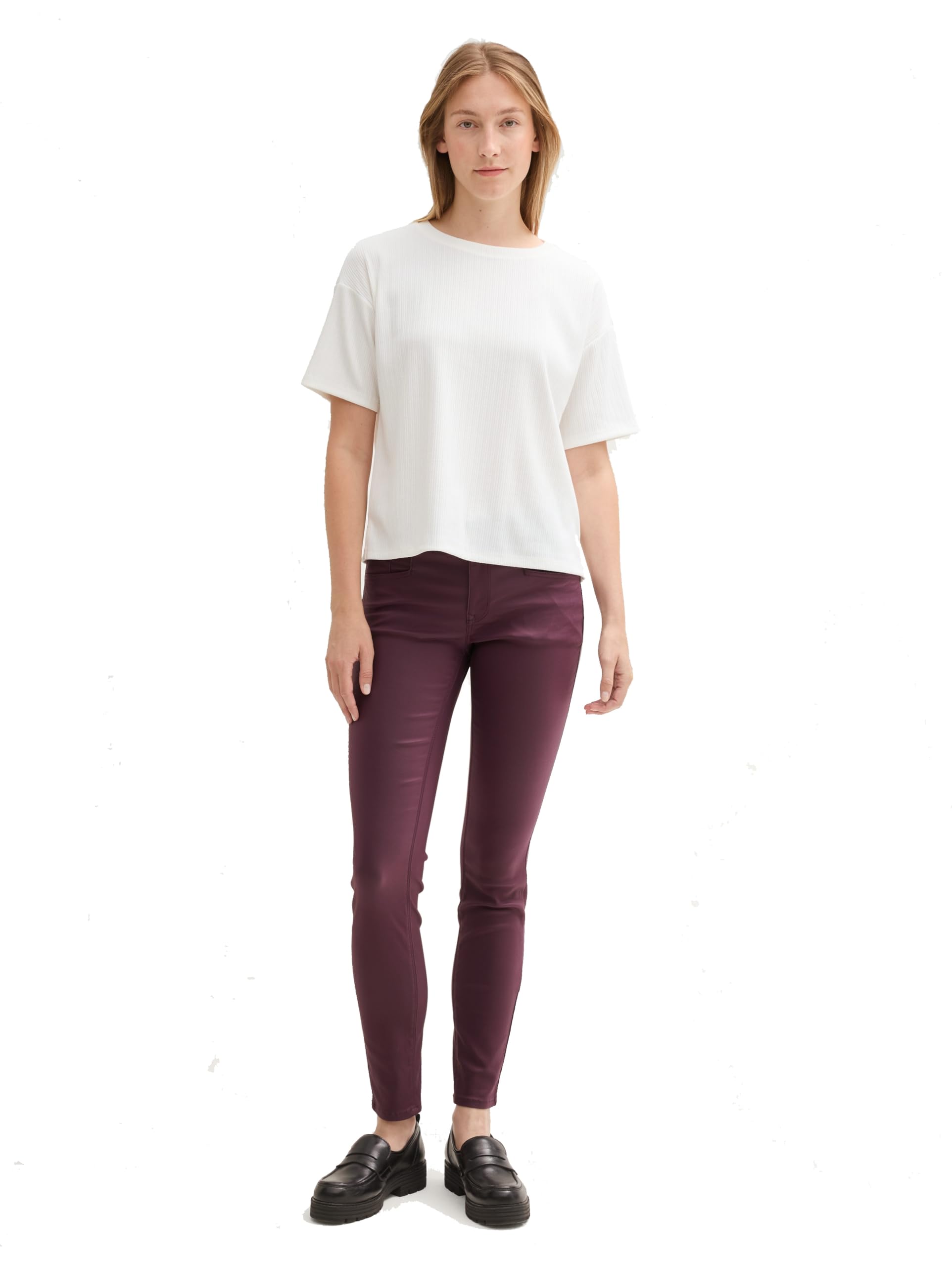 Tom Tailor Damen Coated TTALEXA Skinny Jeans in Leder-Optik 1043403