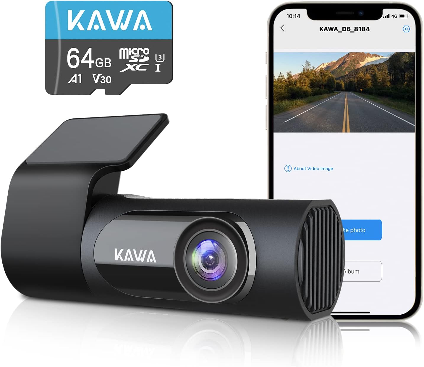 KAWA Dash Cam 2K + 64GB Micro SD Card, Dash Camera for Cars