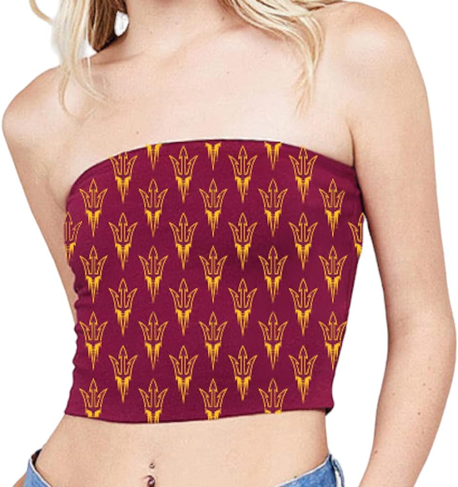 Lojobands Women's Tailgate Outfit College Tube Top Logo All Over Tank Top Crop Made in USA One Size Fits Most