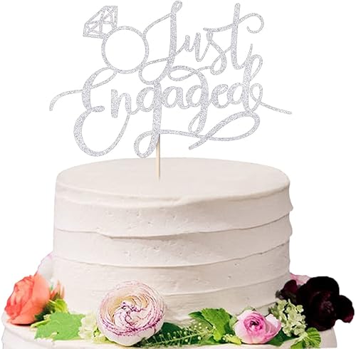Miniatura 8 de Just Engaged - Decoración de pastel para decoración de fiesta de compromiso, letrero de anillo de compromiso, decoración de pastel de compromiso