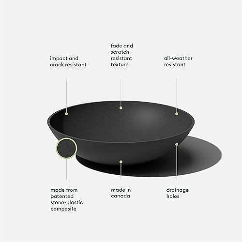 Miniatura 3 de Veradek Maceta redonda de 24 pulgadas para uso en interiores o exteriores, paquete de 2, color negro