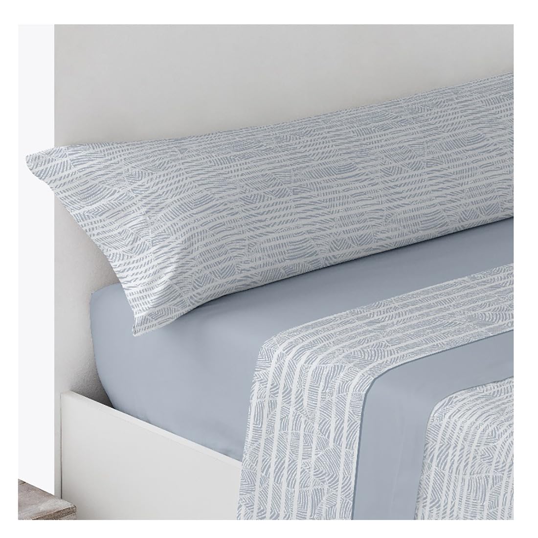 Acomoda Textil – Juego Sábanas Microfibra con Bajera Ajustable, Encimera y Funda Almohada para Cama Individual y Matrimonio. Sábanas Verano Invierno Cómodas y Transpirables. (Veiga Azul, Cama 90 cm)