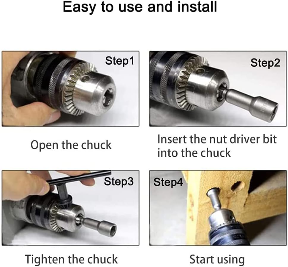 10pcs Power Nut Driver Set 1/4” Hex Shank Magnetic Quick Change Socket Nut Impact Driver Adapter Imperial |65mm Length
