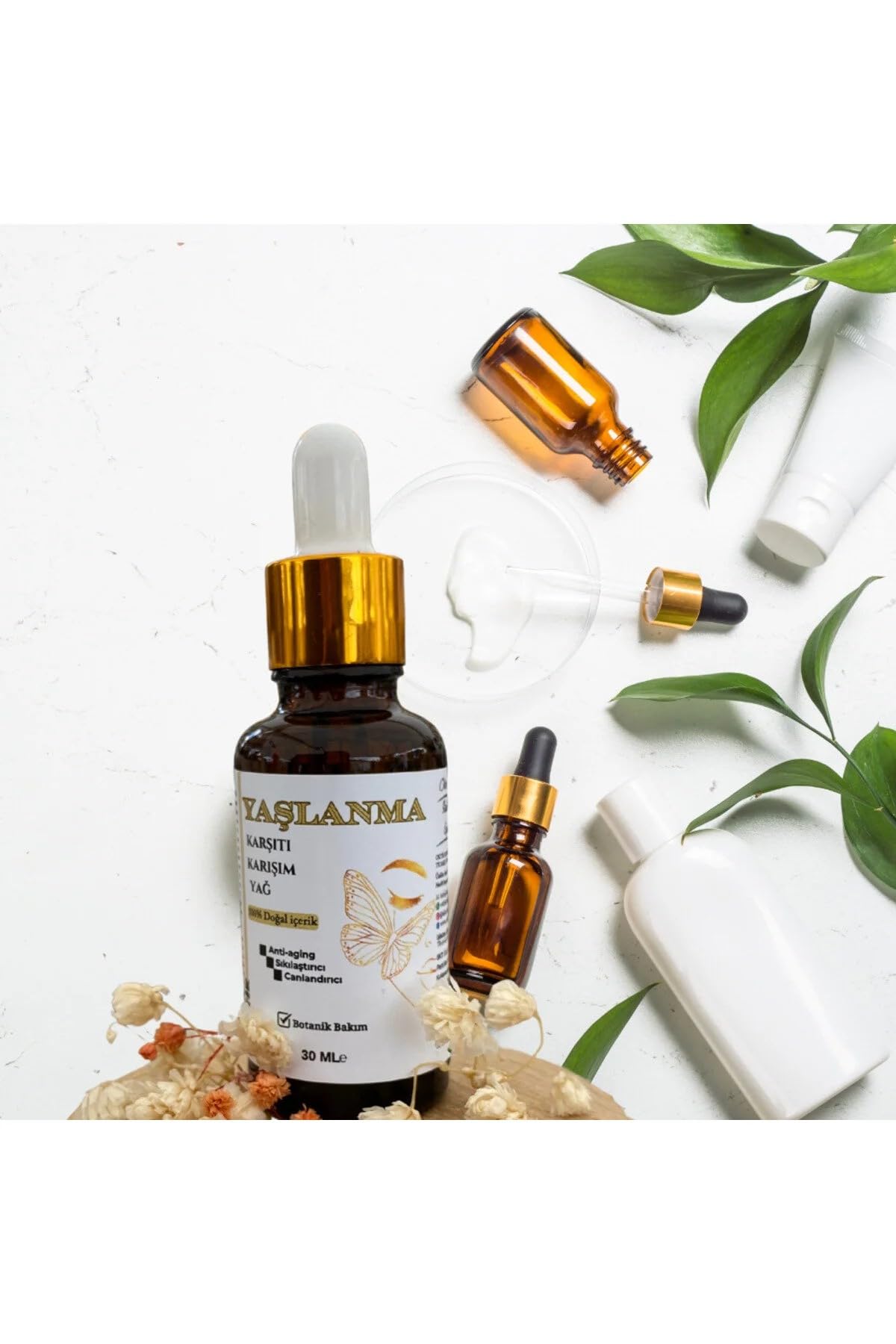 YAŞLANMA KARŞITI YAĞ 30ML (JOJOBA-ÜZÜM-KUŞBURNU-ALOE VERA-CİVAN PERÇEMİ-KANTARON-ÖLMEZ ÇİÇEK-REZENE)