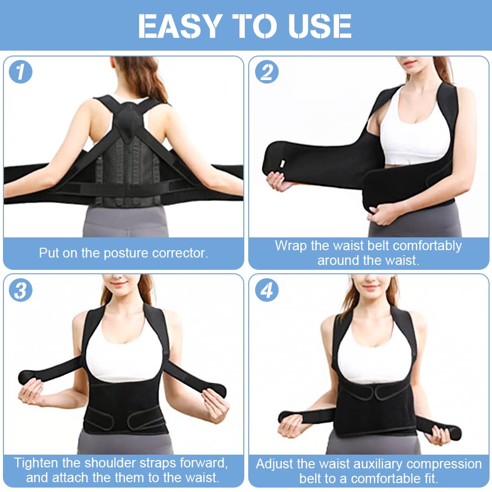 ACWOO Fascia Posturale Spalle Schiena, Correttore Postura Uomo Donna, Regolabile Busto Posturale Dritta Cintura Tutore, Lombare Supporto Postura Migliora Postura Allevia Dolore Alla Schiena e Lombare