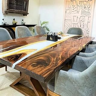 Personalized Large EPOXY Table, Resin Dining Table for 2, 4, 6, 8 River Dining Table Top, Wood Epoxy Coffee Table Top (Without Stand, 24 x 12inches)