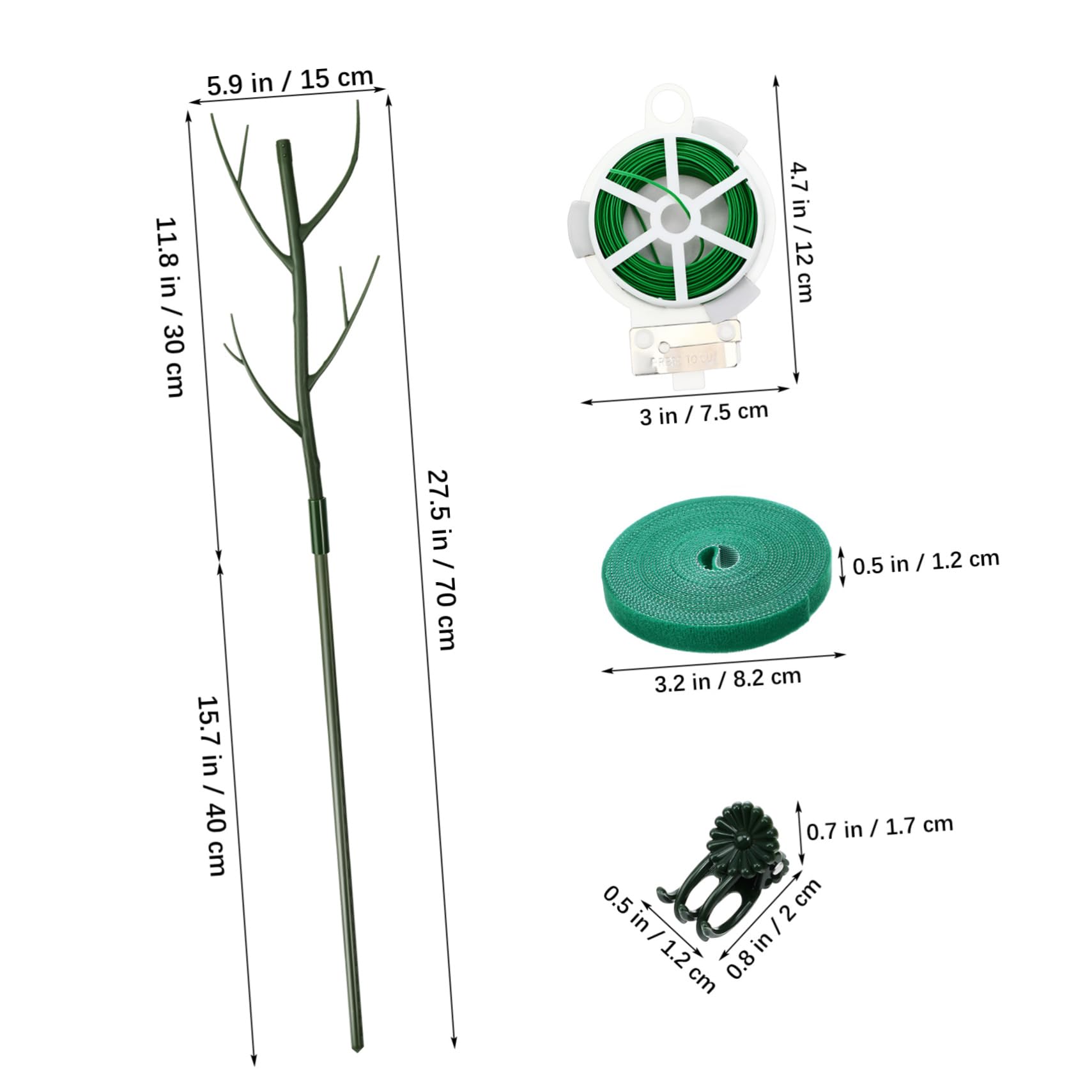 POPETPOP Lot de Supports pour Plantes Grimpantes, Tuteurs Verts en Plastique, Clips à Fleurs et Liens, pour Jardin et Intérieur