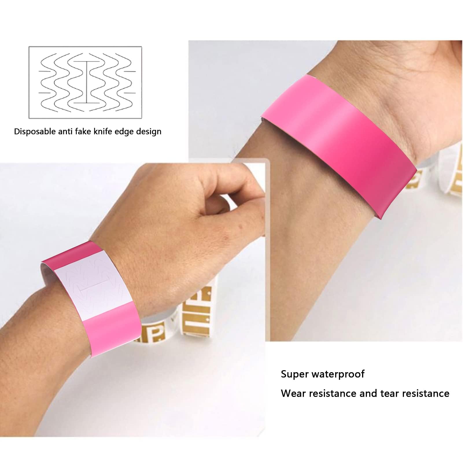 BetterJonny Pulseras Identificativas de Neón 1000Pcs 10 Colores Impermeables para Eventos Festivales