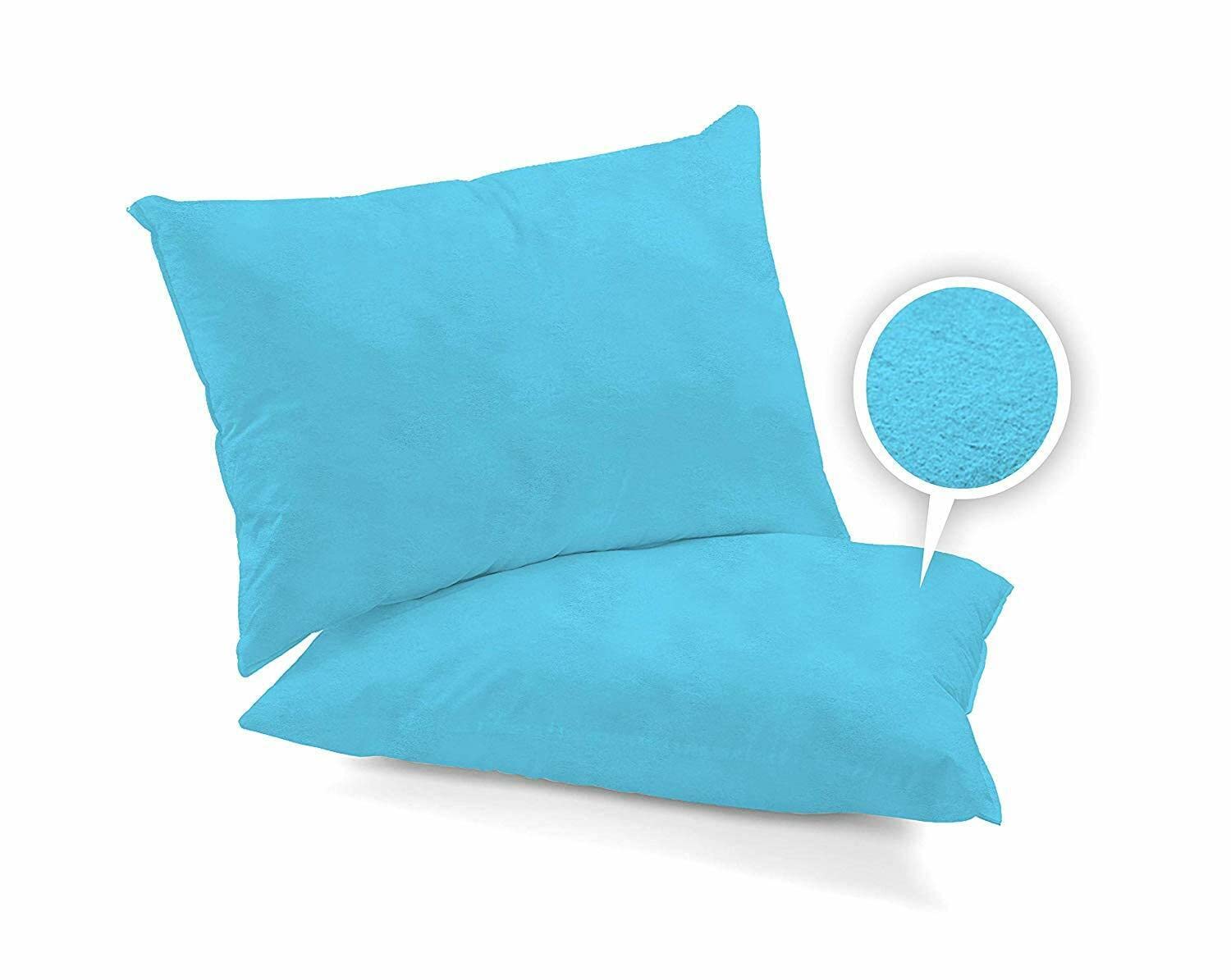 Super Soft Brushed Cotton Flannel Pair of pillowcases-Super Warm Flannelette Pillow Case/Covers-Thermal/Flannel Pillowcases pair in 7 colors-Warm & Cosy Pillowcases 75x50cm (Lt.Blue)