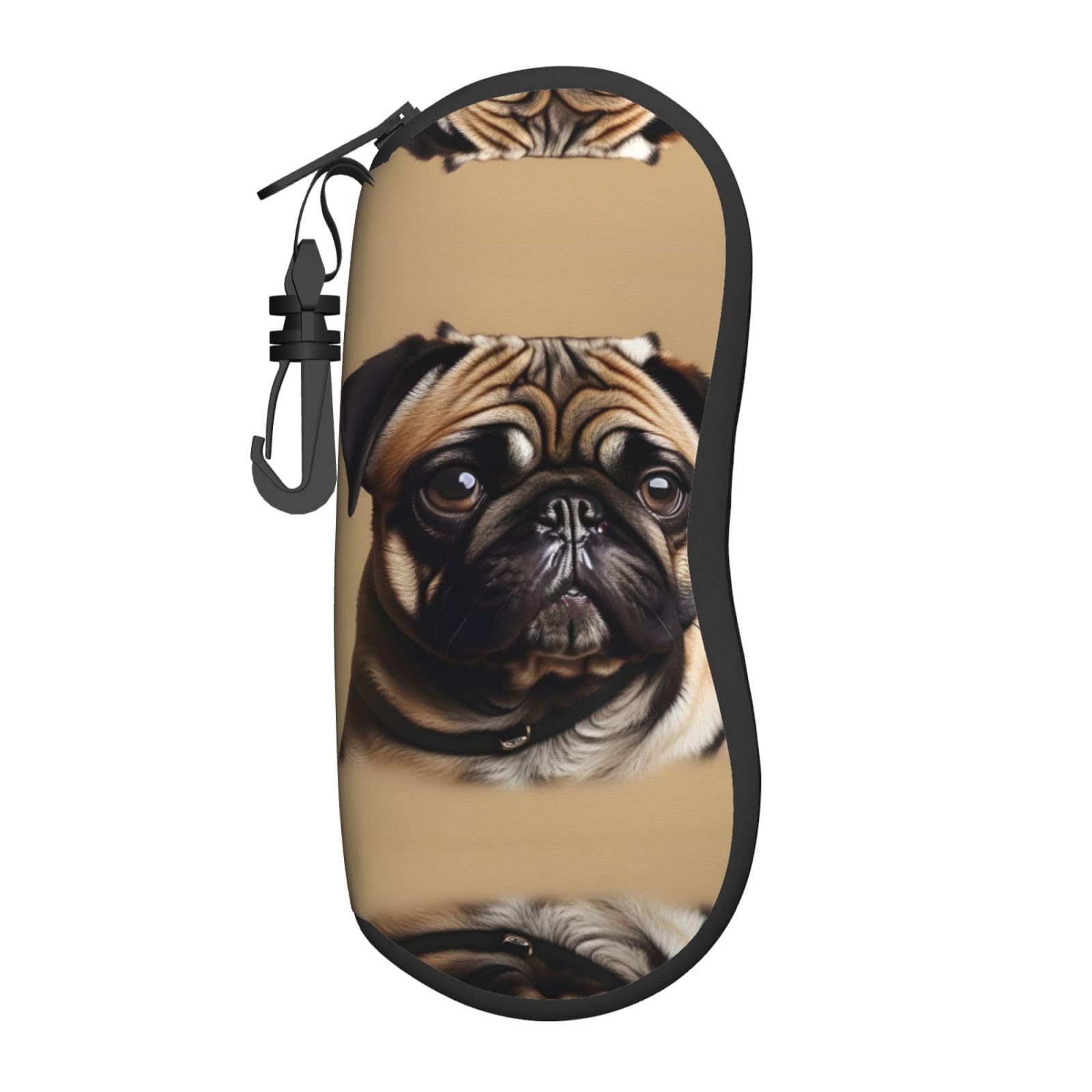 Pug Dogs Large Glasses Case,Durable Eyeglass Holder for Women with Hard Shell - Perfect for Travel and Daily Use, Black, One size